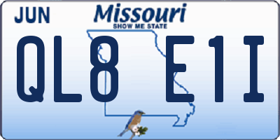 MO license plate QL8E1I