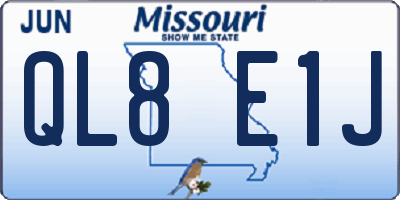 MO license plate QL8E1J