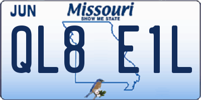 MO license plate QL8E1L