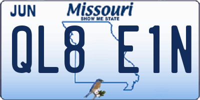 MO license plate QL8E1N