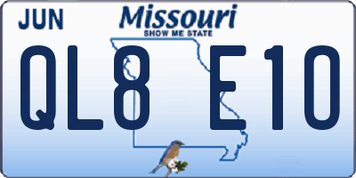 MO license plate QL8E1O
