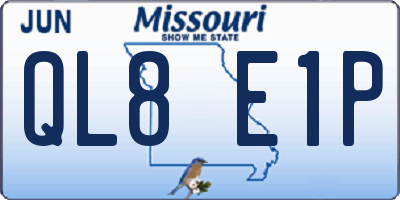 MO license plate QL8E1P