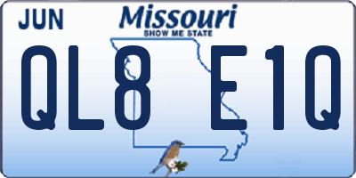 MO license plate QL8E1Q