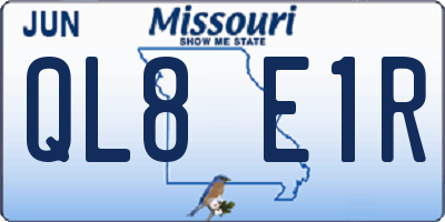 MO license plate QL8E1R