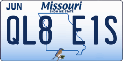 MO license plate QL8E1S