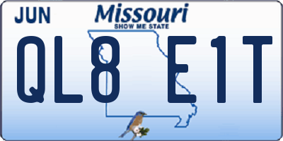 MO license plate QL8E1T