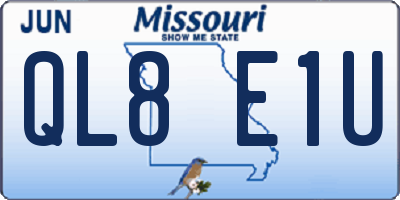MO license plate QL8E1U
