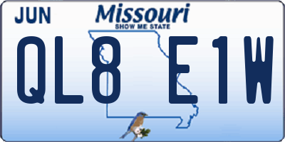 MO license plate QL8E1W