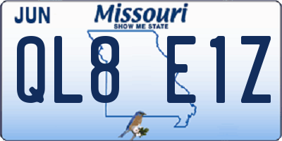 MO license plate QL8E1Z