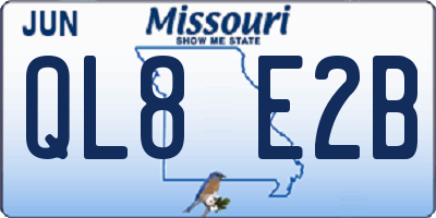 MO license plate QL8E2B
