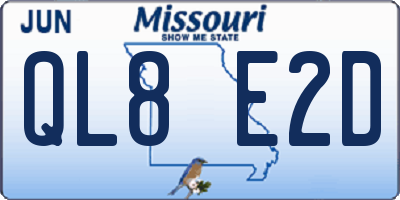 MO license plate QL8E2D