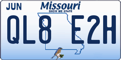 MO license plate QL8E2H