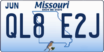 MO license plate QL8E2J