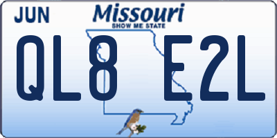 MO license plate QL8E2L