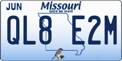 MO license plate QL8E2M