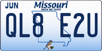 MO license plate QL8E2U