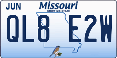 MO license plate QL8E2W
