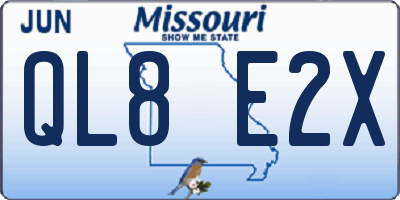 MO license plate QL8E2X
