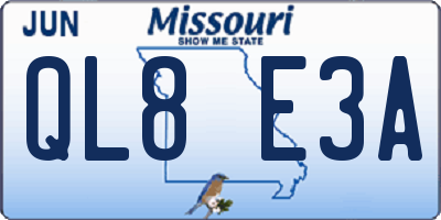 MO license plate QL8E3A