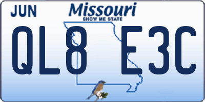 MO license plate QL8E3C