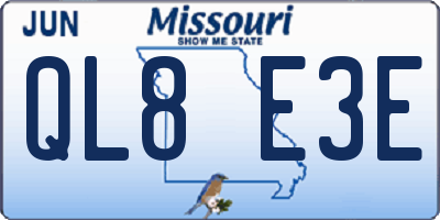 MO license plate QL8E3E