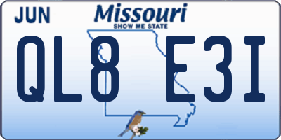 MO license plate QL8E3I