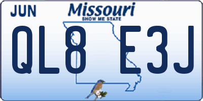 MO license plate QL8E3J