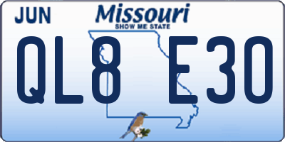 MO license plate QL8E3O
