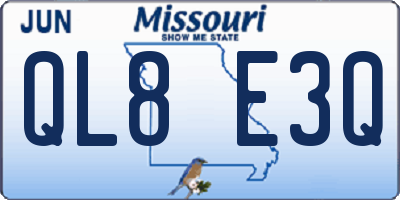 MO license plate QL8E3Q