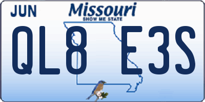 MO license plate QL8E3S