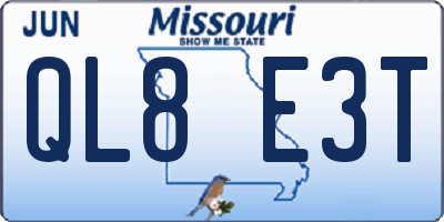 MO license plate QL8E3T