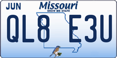 MO license plate QL8E3U