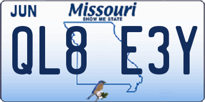 MO license plate QL8E3Y