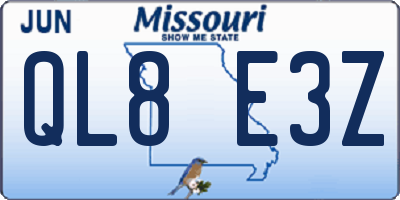 MO license plate QL8E3Z