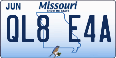 MO license plate QL8E4A