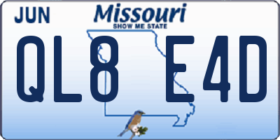 MO license plate QL8E4D