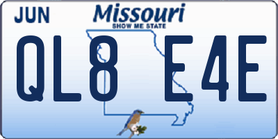 MO license plate QL8E4E