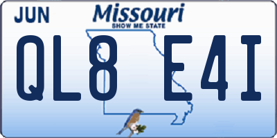 MO license plate QL8E4I