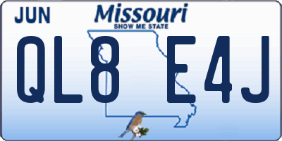 MO license plate QL8E4J