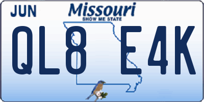 MO license plate QL8E4K