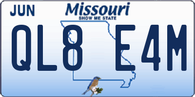 MO license plate QL8E4M