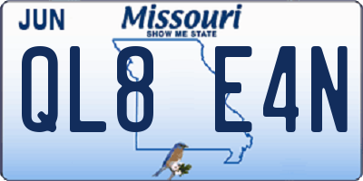 MO license plate QL8E4N