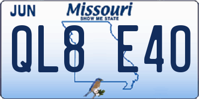 MO license plate QL8E4O