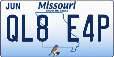 MO license plate QL8E4P