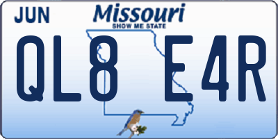 MO license plate QL8E4R