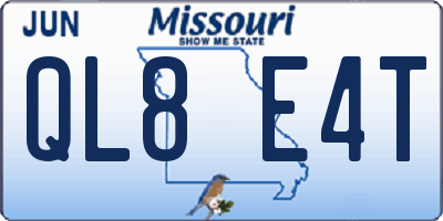 MO license plate QL8E4T