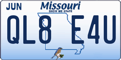 MO license plate QL8E4U