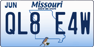 MO license plate QL8E4W
