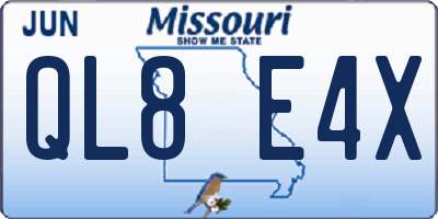 MO license plate QL8E4X