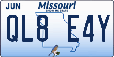 MO license plate QL8E4Y